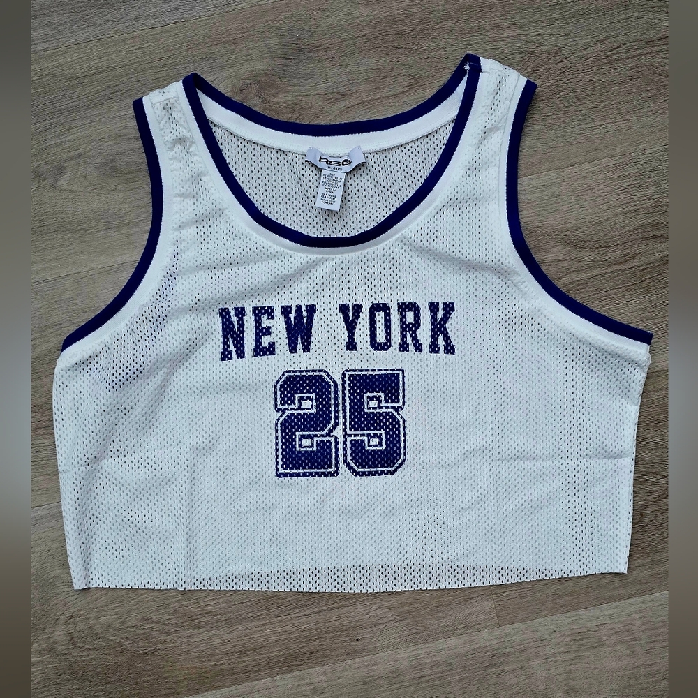 White New York Mesh Crop Top